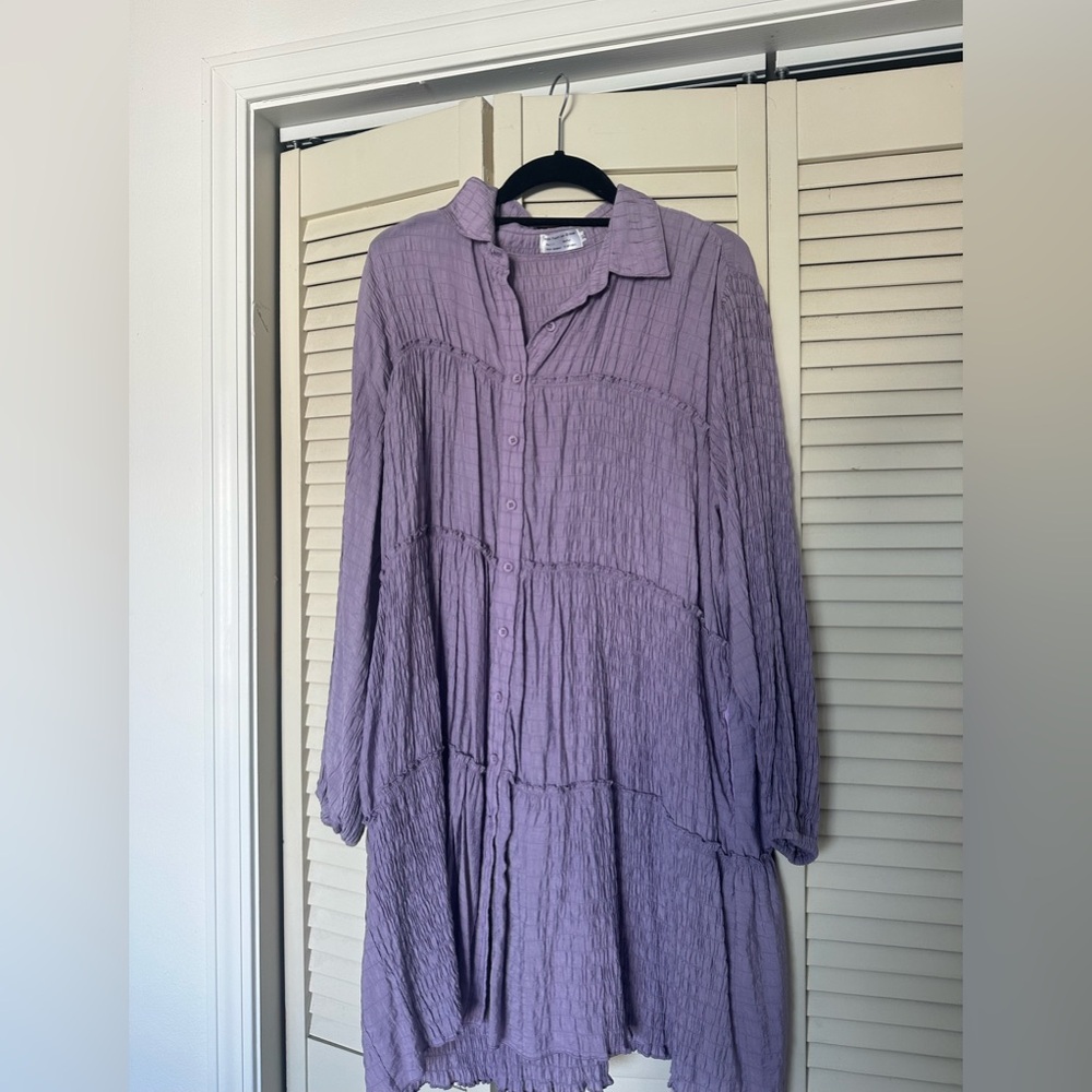 Purple Button-Up Tunic Dress